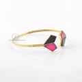 Beautiful Black Onyx Bangle, Hot Pink Chalcedony Gemstone Gold Bangle Jewelry